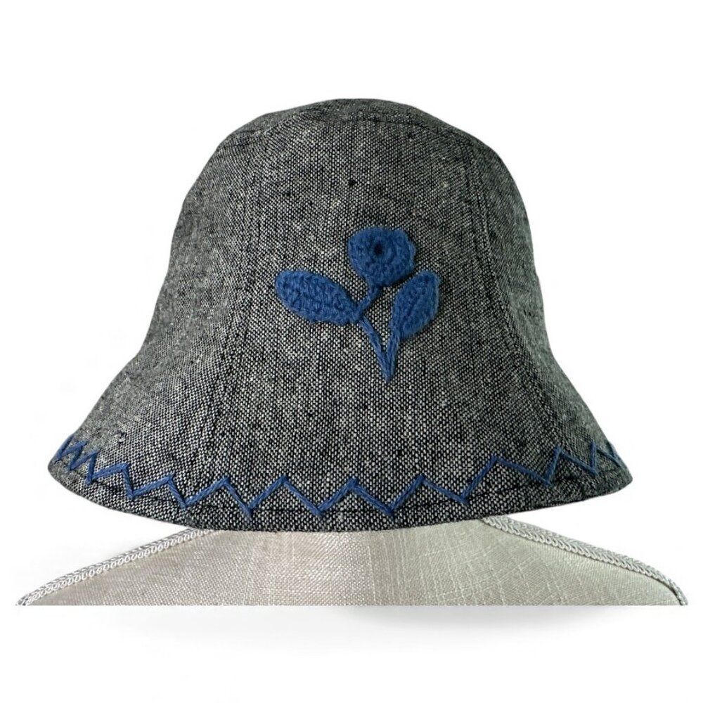 April Cornell Wool Blend Hat Floral Embroidery One Size Cottagecore